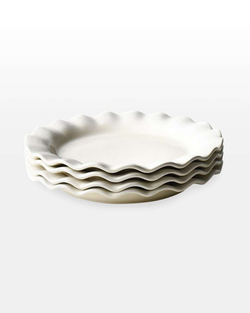 Signature White Ruffle Dinner Plates, Set Of 4
